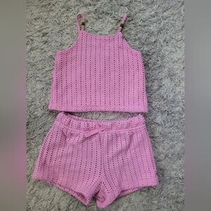 Old Navy Pink Crochet Tank Top & Short Set - Girls 3T